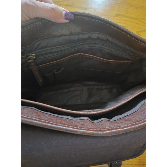 Vintage Fossil Brown Leather Large Messenger Cross Body Bag - Picture 7 of 13